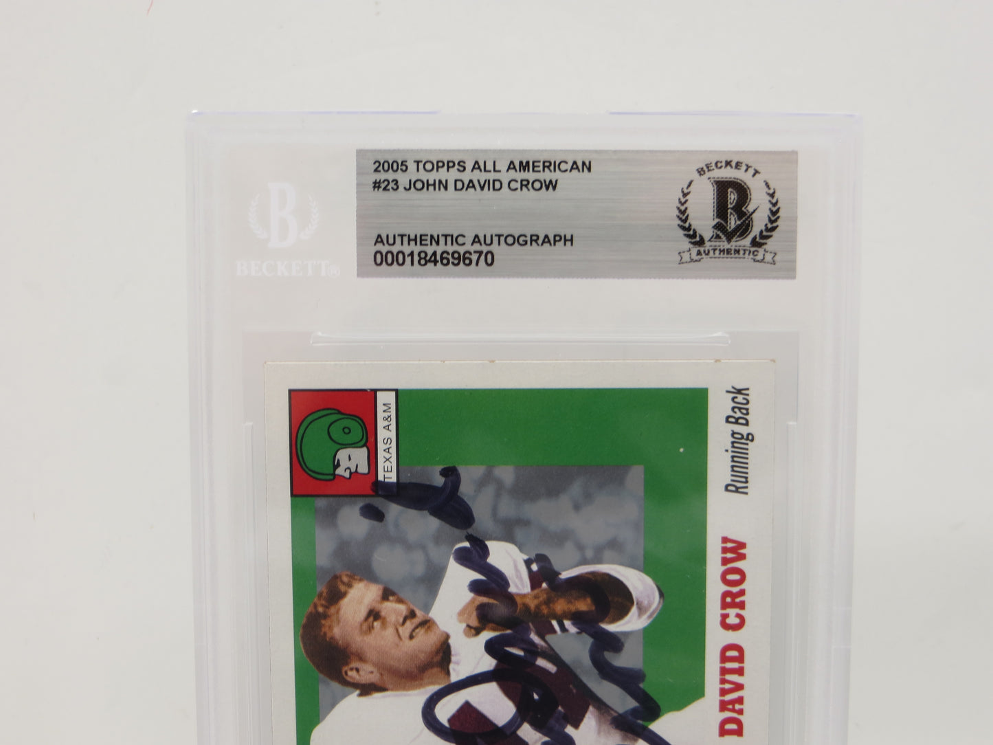 JOHN DAVID CROW SIGNED 2005 Topps All-American #23 BGS BAS SLAB Texas A&M Aggies