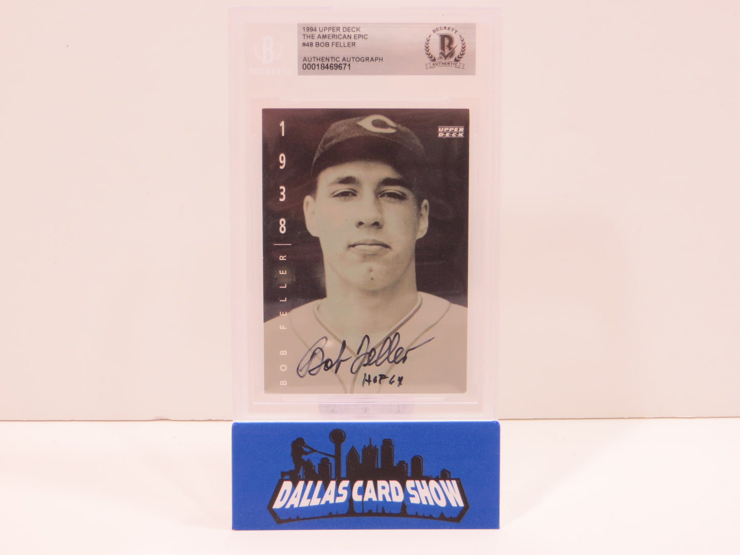 BOB FELLER SIGNED 1994 Upper Deck The American Epic #43 BGS BAS SLAB Indians