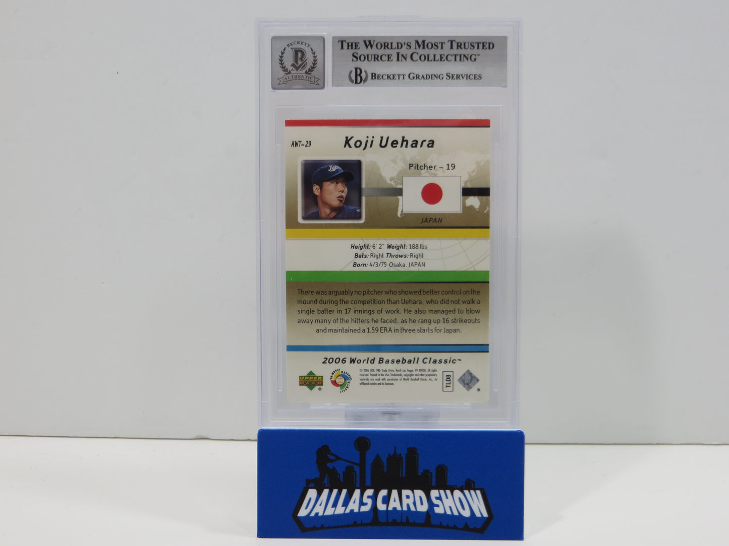 KOJI UEHARA SIGNED 2006 SPX WBC All-World Team #29 BGS BAS SLAB AUTO 10