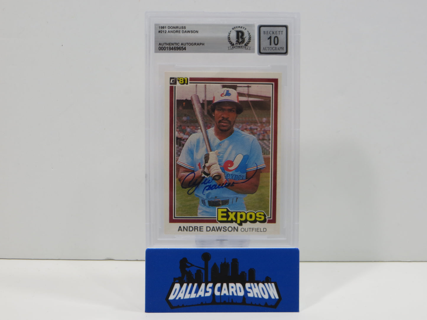 ANDRE DAWSON SIGNED 1981 Donruss Baseball #212 BGS BAS SLAB AUTO 10 Cubs Marlins