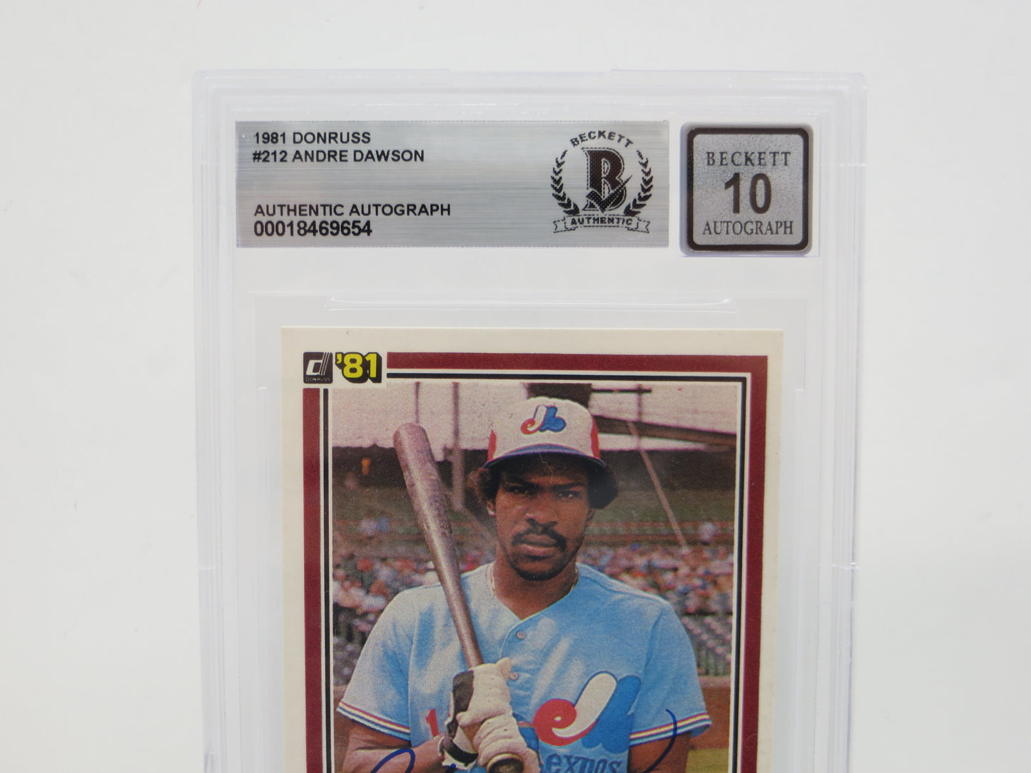 ANDRE DAWSON SIGNED 1981 Donruss Baseball #212 BGS BAS SLAB AUTO 10 Cubs Marlins