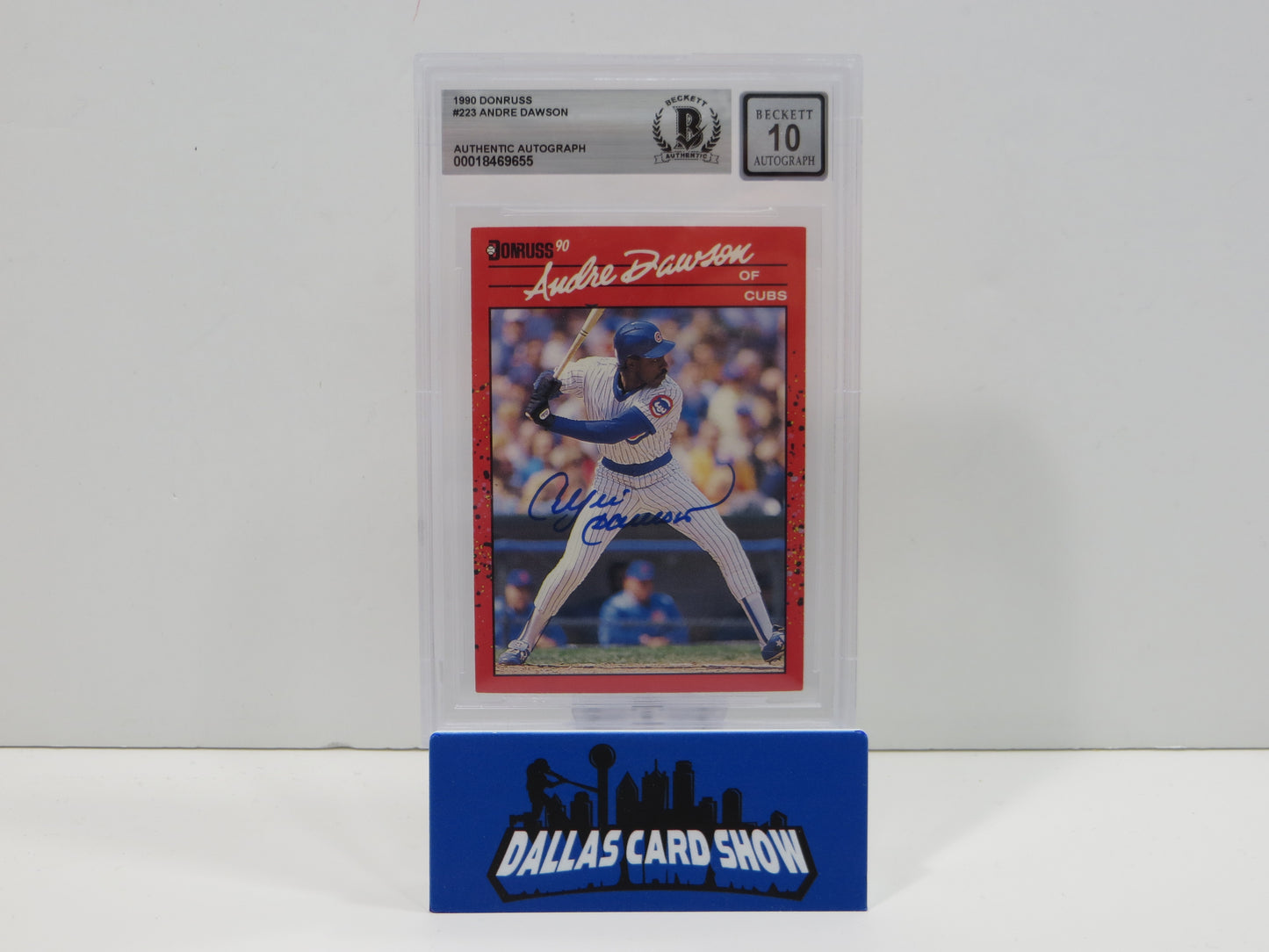ANDRE DAWSON SIGNED 1990 Donruss Baseball #223 BGS BAS SLAB AUTO 10 Chicago Cubs