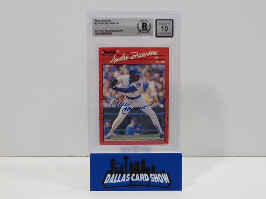 ANDRE DAWSON SIGNED 1990 Donruss Baseball #223 BGS BAS SLAB AUTO 10 Chicago Cubs