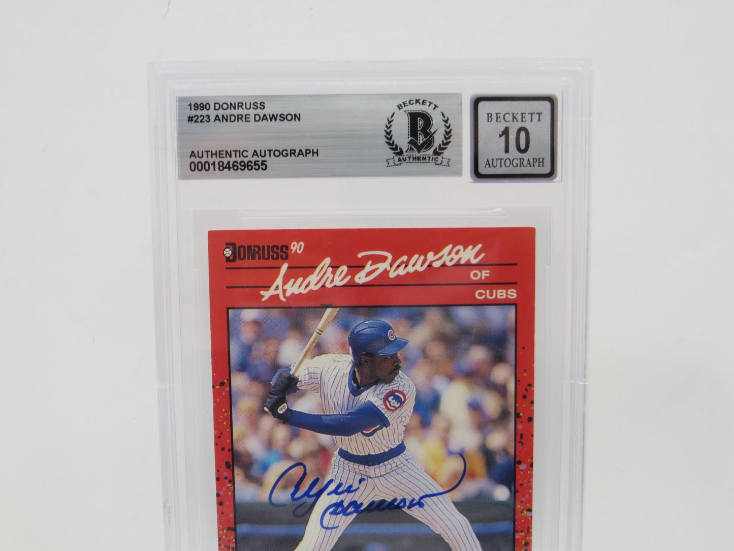 ANDRE DAWSON SIGNED 1990 Donruss Baseball #223 BGS BAS SLAB AUTO 10 Chicago Cubs