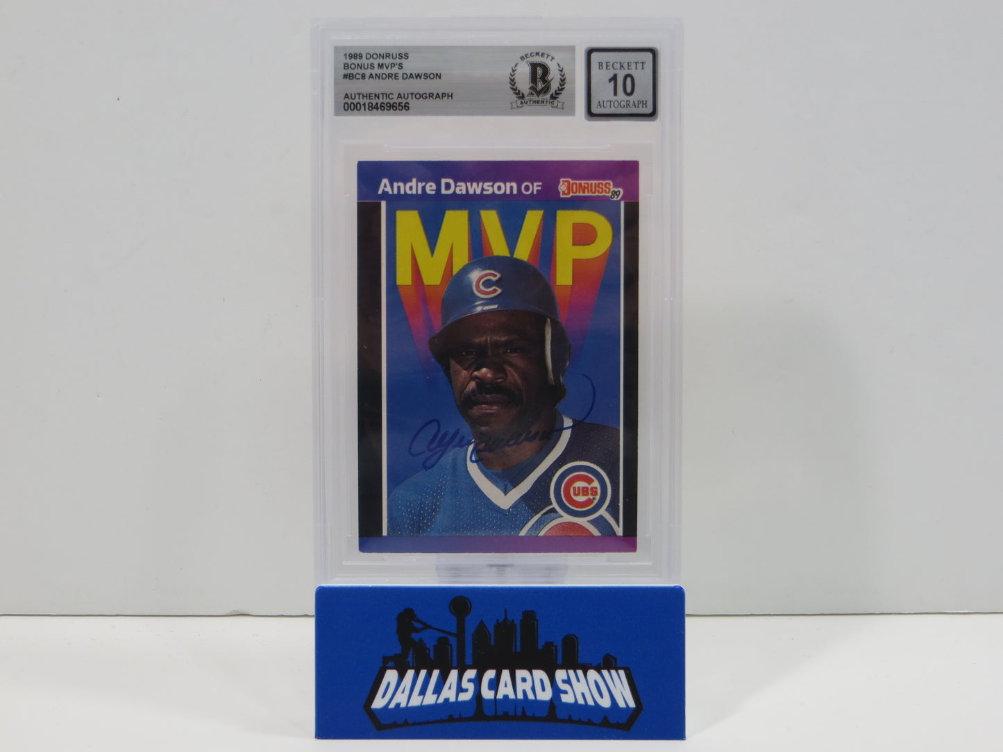 ANDRE DAWSON SIGNED 1989 Donruss Baseball Bonus MVP'S #BC8 BGS BAS SLAB AUTO 10