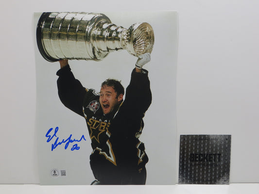 ED BELFOUR Dallas Stars SIGNED STANLEY CUP 8x10 PHOTO Leafs Blackhawks BAS COA