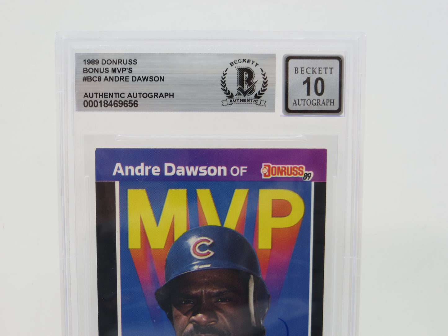 ANDRE DAWSON SIGNED 1989 Donruss Baseball Bonus MVP'S #BC8 BGS BAS SLAB AUTO 10