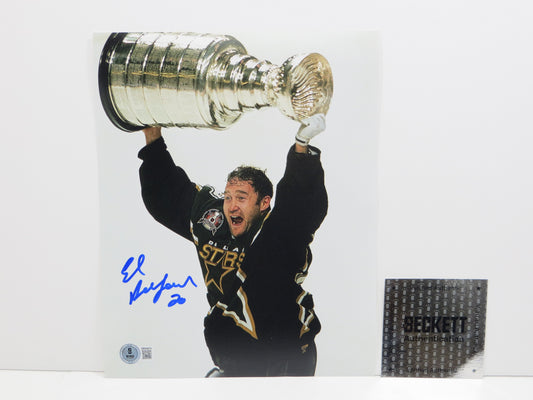ED BELFOUR Dallas Stars SIGNED STANLEY CUP 8x10 PHOTO Leafs Blackhawks BAS COA