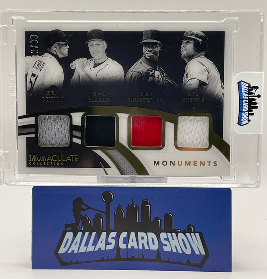 2021 Panini Immaculate #M-CAR Ichiro,Ripken,Griffey,Pujols Monuments Relic /99