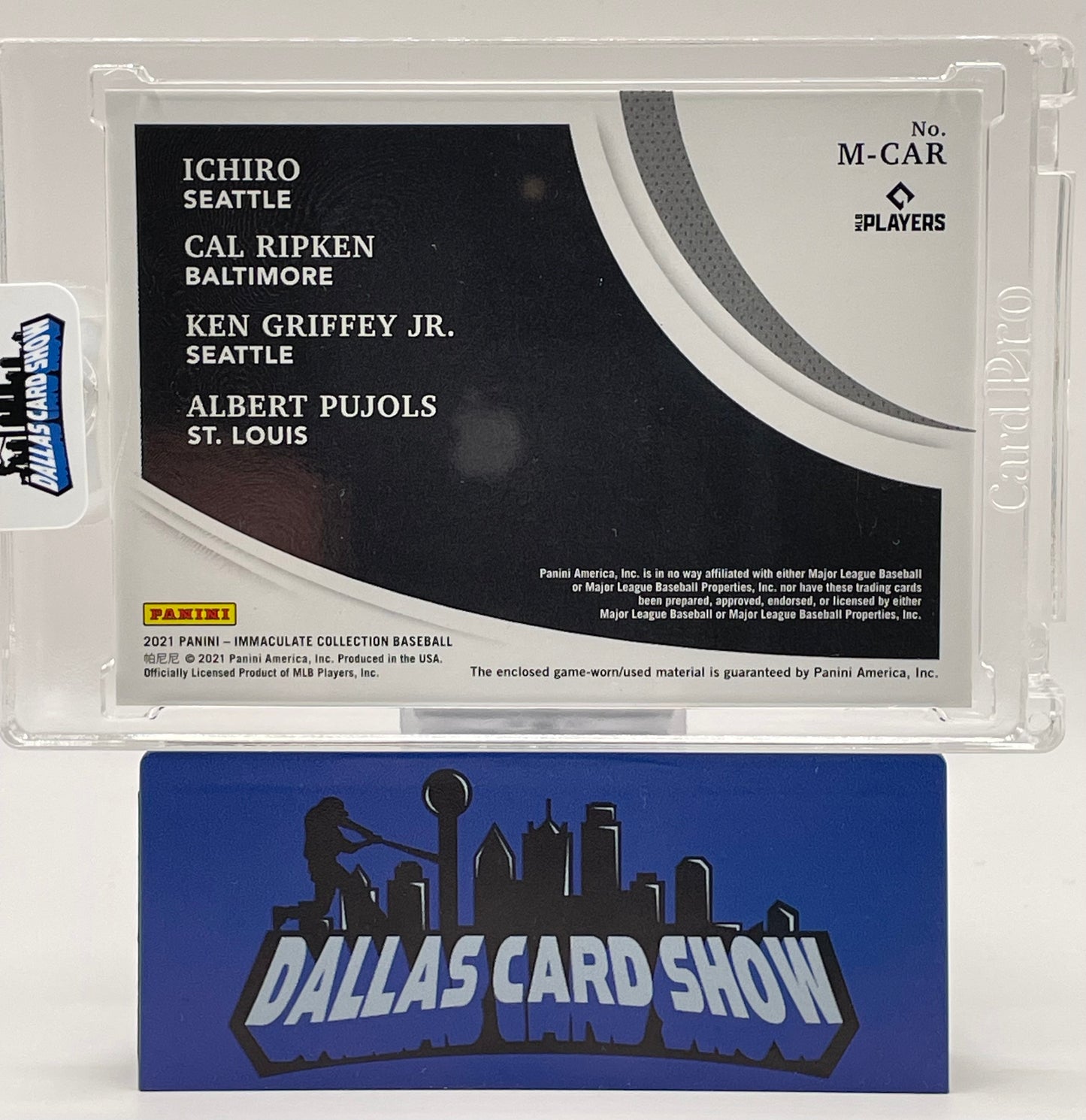 2021 Panini Immaculate #M-CAR Ichiro,Ripken,Griffey,Pujols Monuments Relic /99