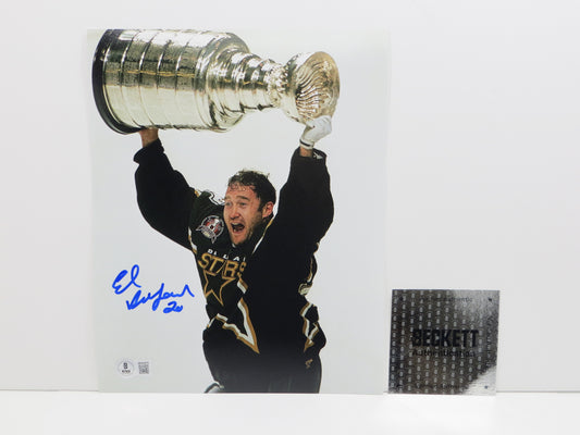 ED BELFOUR Dallas Stars SIGNED STANLEY CUP 8x10 PHOTO Leafs Blackhawks BAS COA