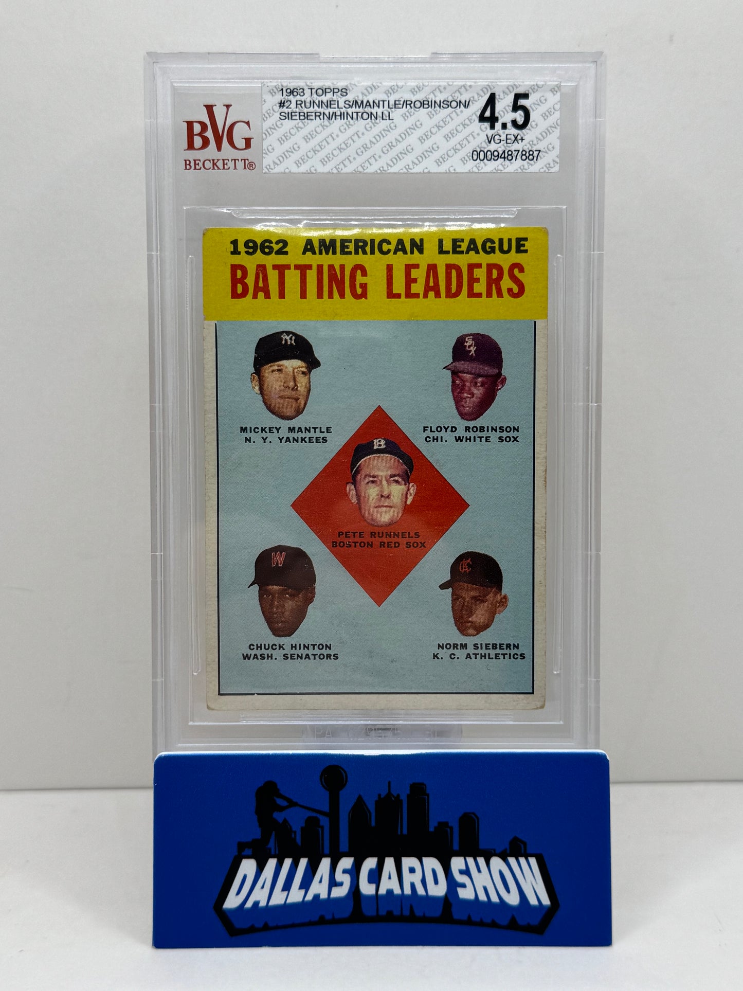 1963 Topps #2 A.L Batting Leaders Mickey Mantle BVG 4.5