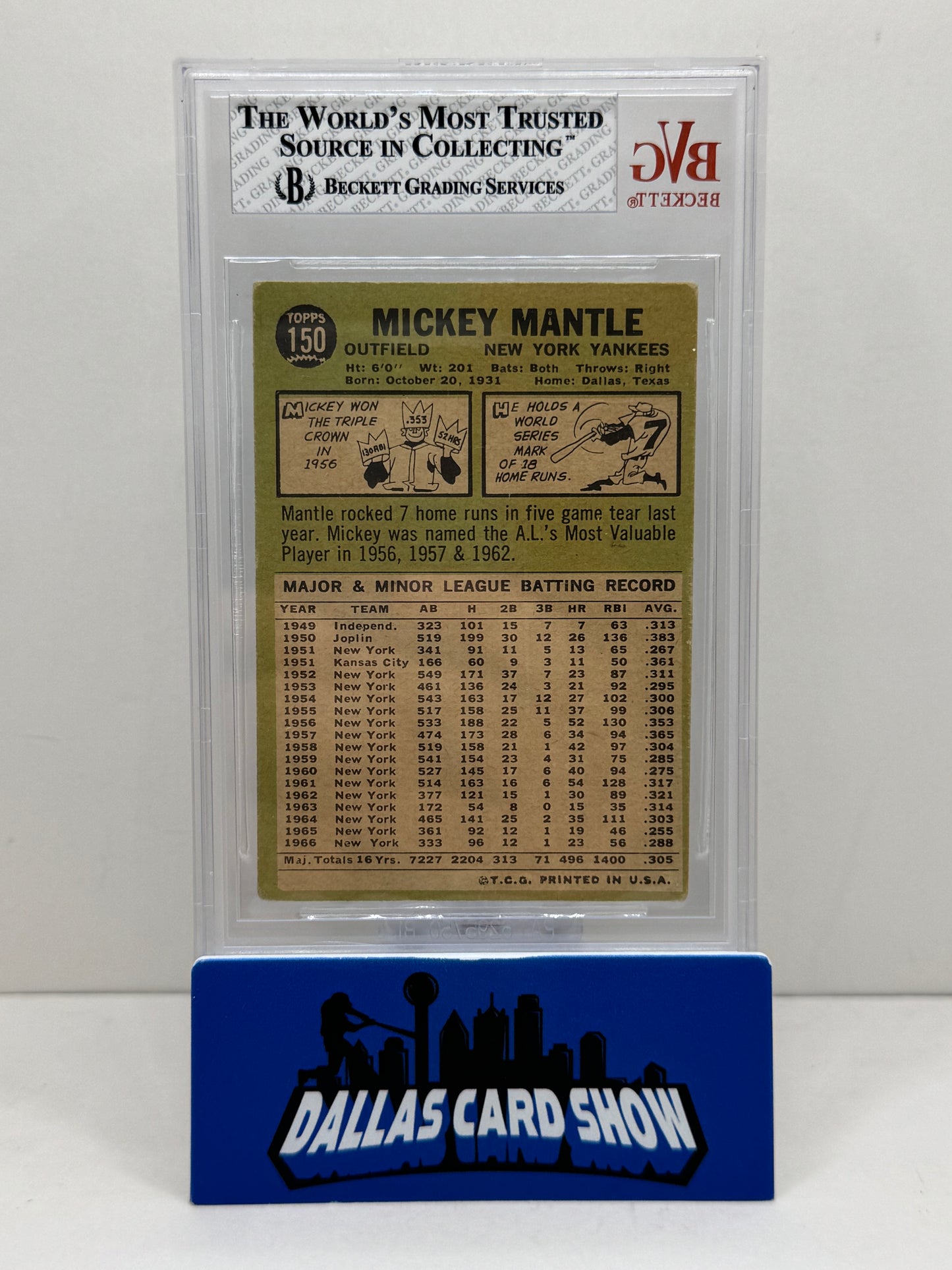 1967 Topps #150 Mickey Mantle BVG 2