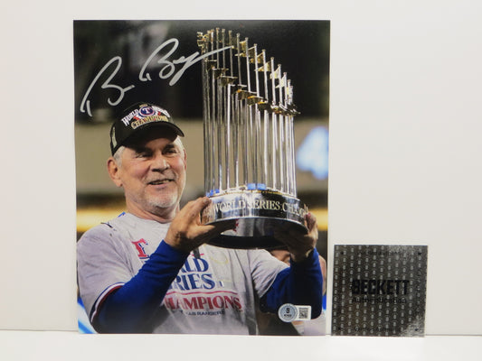 BRUCE BOCHY Texas Rangers SIGNED World Champs 8x10 PHOTO Giants Padres BAS COA