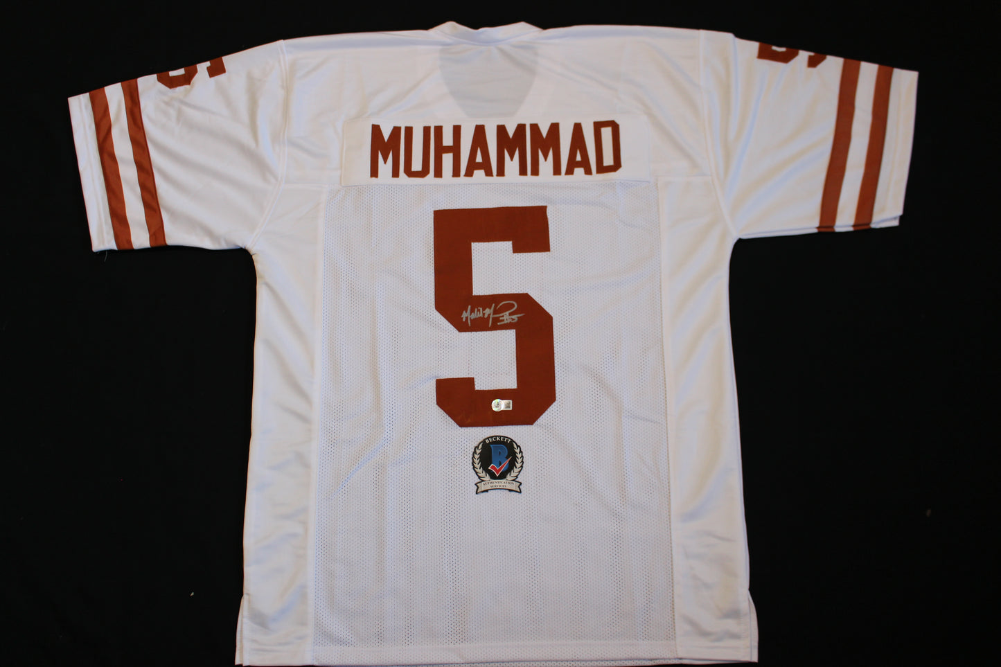 MALIK MUHAMMAD TEXAS LONGHORNS SIGNED HOME FOOTBALL JERSEY BAS COA