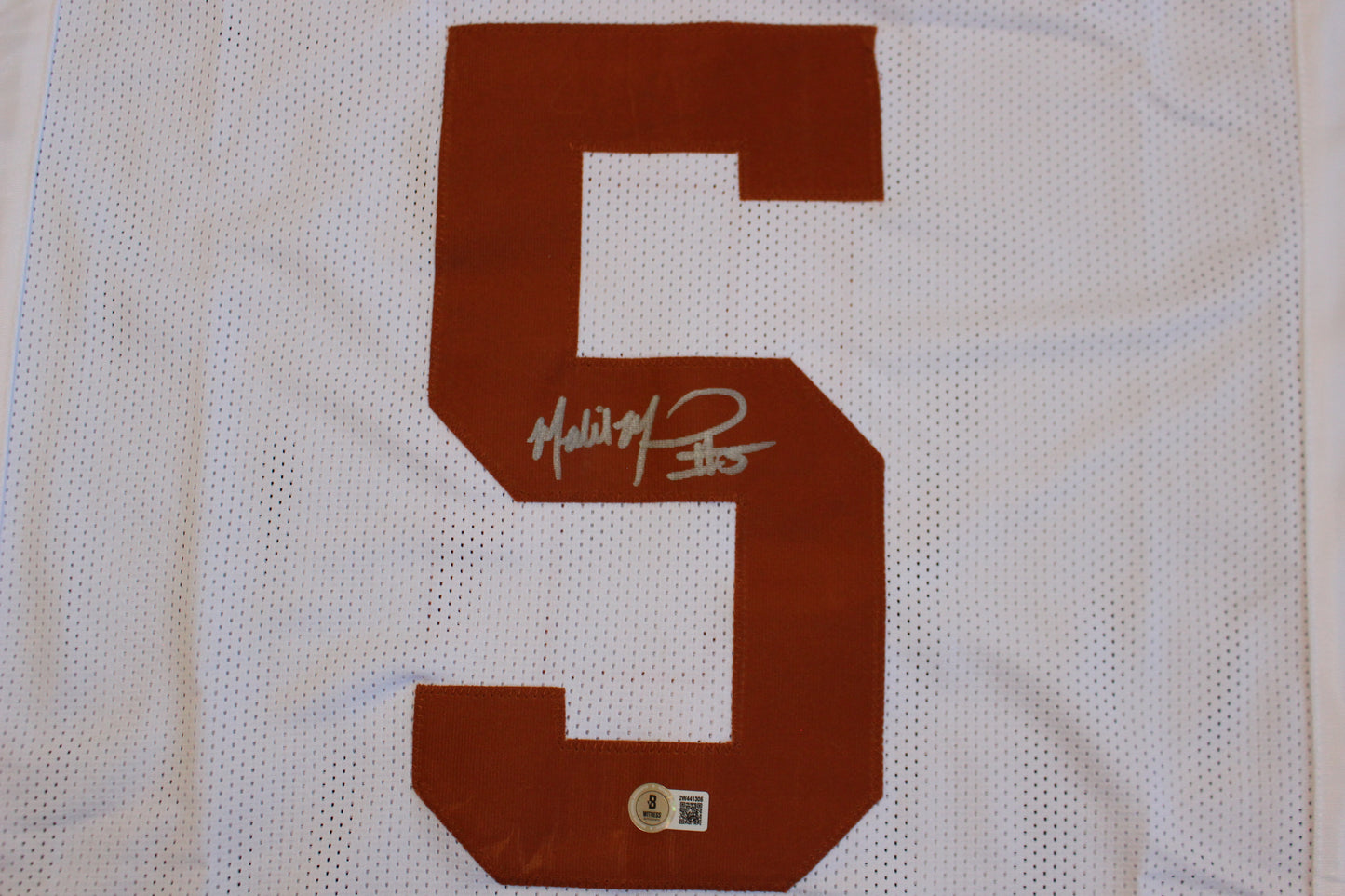 MALIK MUHAMMAD TEXAS LONGHORNS SIGNED HOME FOOTBALL JERSEY BAS COA