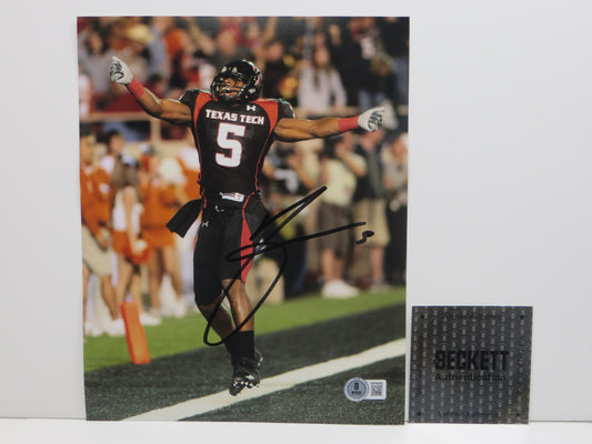 MICHAEL CRABTREE Texas Tech Red Raiders SIGNED 8x10 Touchdown PHOTO BAS COA