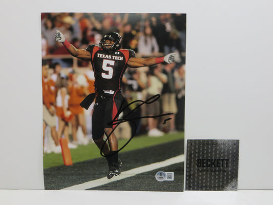MICHAEL CRABTREE Texas Tech Red Raiders SIGNED 8x10 Touchdown PHOTO BAS COA