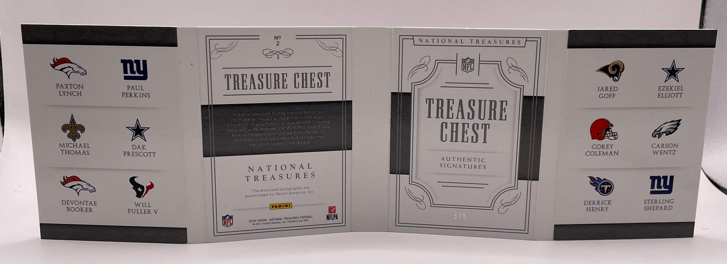 2016 Panini National Treasure #2 Treasure Chest Dak,Goff,Henry Autograph Booklet /5