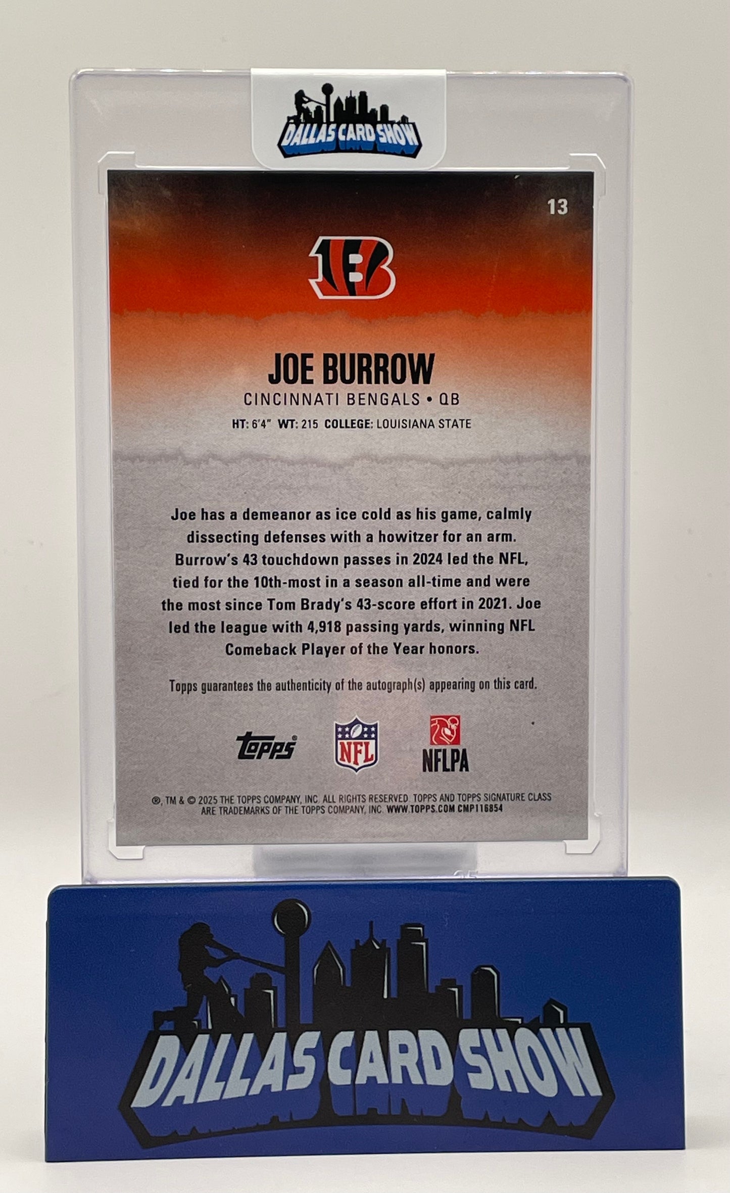 2025 Topps Signature Class #13 Joe Burrow Autograph /275