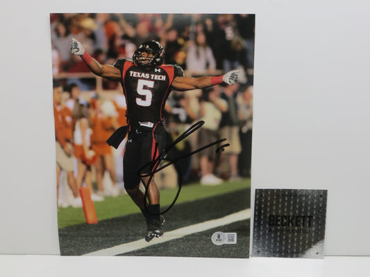 MICHAEL CRABTREE Texas Tech Red Raiders SIGNED 8x10 Touchdown PHOTO BAS COA