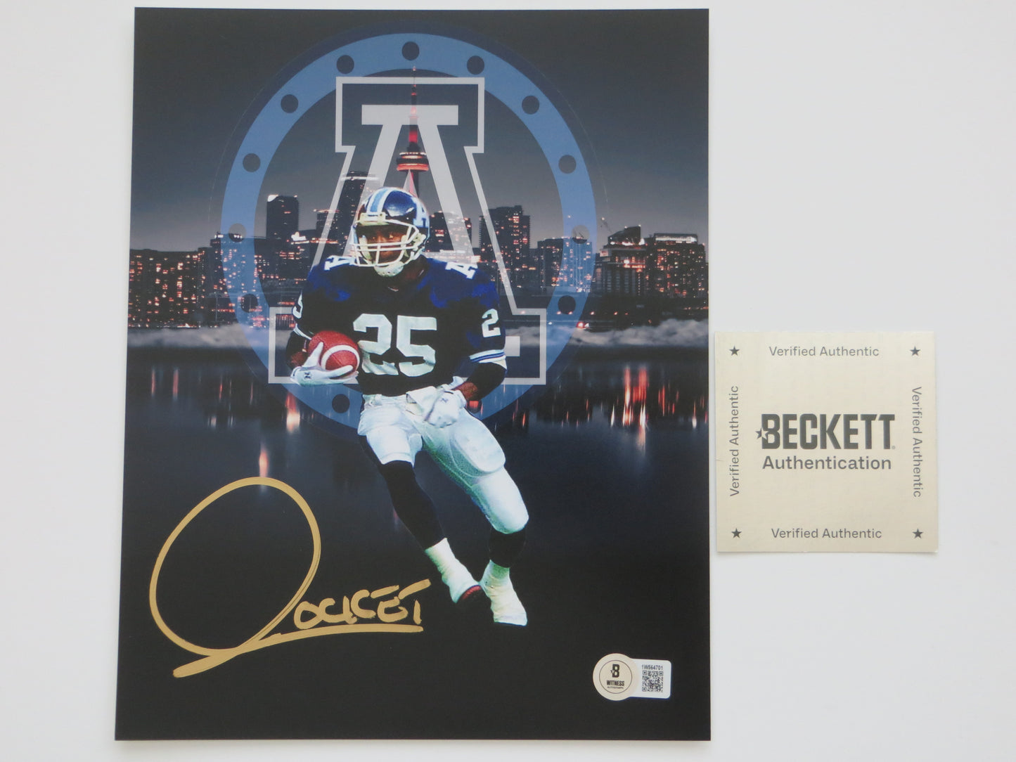 ROCKET ISMAIL TORONTO ARGONAUTS SIGNED 8x10 Skyline PHOTO Notre Dame BAS
