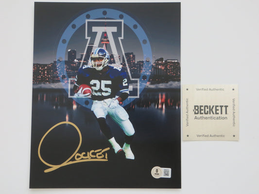 ROCKET ISMAIL TORONTO ARGONAUTS SIGNED 8x10 Skyline PHOTO Notre Dame BAS