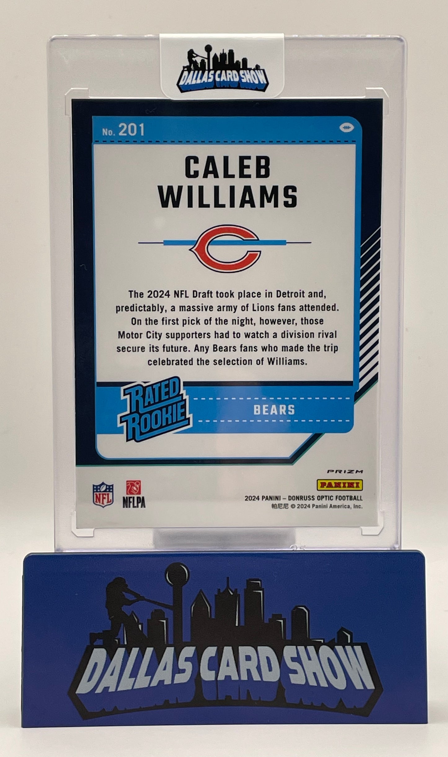 2024 Panini Optic #201 Caleb Williams Blue Sparkle Rated Rookie RC
