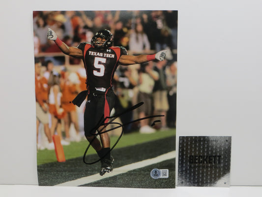 MICHAEL CRABTREE Texas Tech Red Raiders SIGNED 8x10 Touchdown PHOTO BAS COA