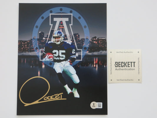 ROCKET ISMAIL TORONTO ARGONAUTS SIGNED 8x10 Skyline PHOTO Notre Dame BAS