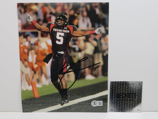 MICHAEL CRABTREE Texas Tech Red Raiders SIGNED 8x10 Touchdown PHOTO BAS COA