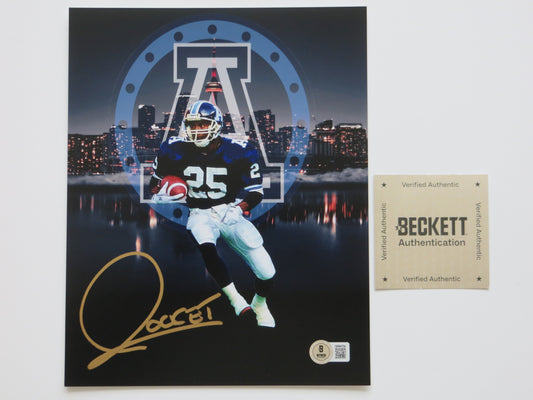 ROCKET ISMAIL TORONTO ARGONAUTS SIGNED 8x10 Skyline PHOTO Notre Dame BAS