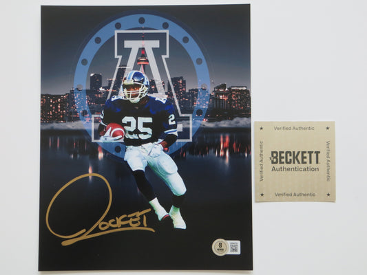 RAGHIB ROCKET ISMAIL TORONTO ARGONAUTS SIGNED 8x10 PHOTO Skyline BAS COA