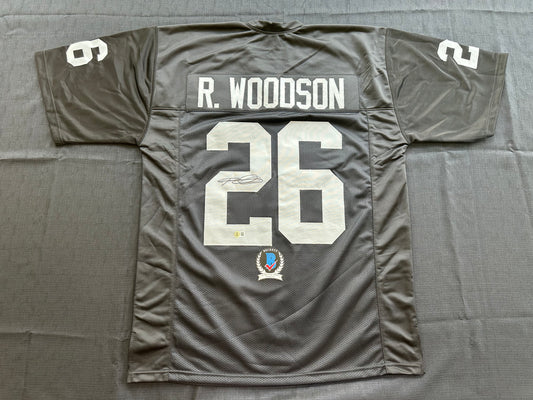 ROD WOODSON Oakland Raiders SIGNED FOOTBALL JERSEY XL Steelers Purdue BAS COA
