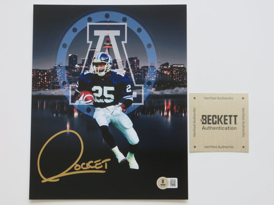 RAGHIB ROCKET ISMAIL TORONTO ARGONAUTS SIGNED 8x10 PHOTO Skyline BAS COA
