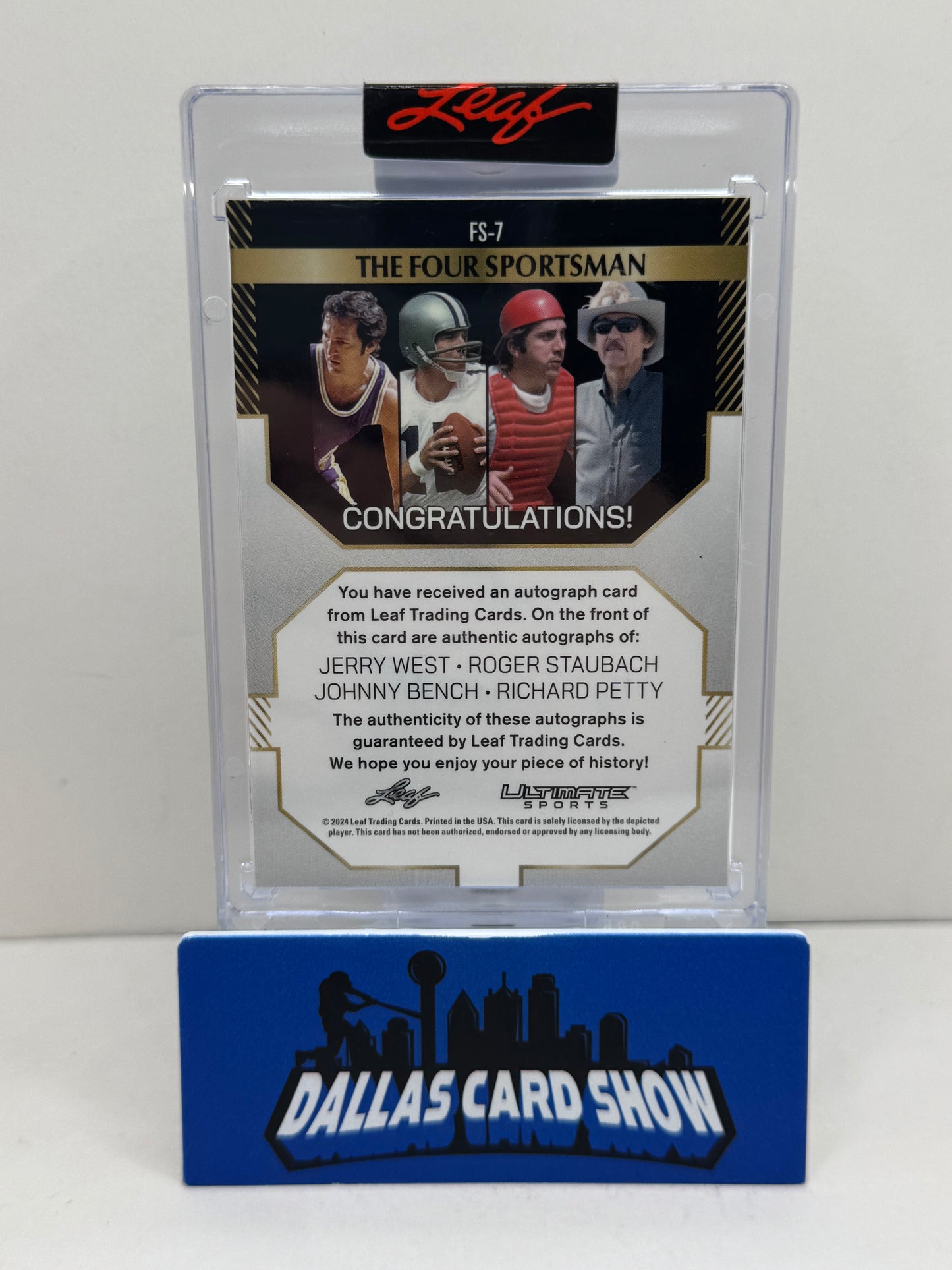 2024 Leaf Ultimate Sports #FS-7 West,Staubach,Bench,Petty The Four Sportsman Auto /4