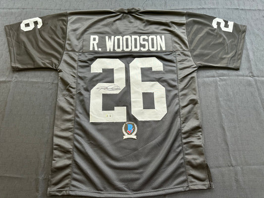 ROD WOODSON Oakland Raiders SIGNED FOOTBALL JERSEY XL Steelers Purdue BAS COA