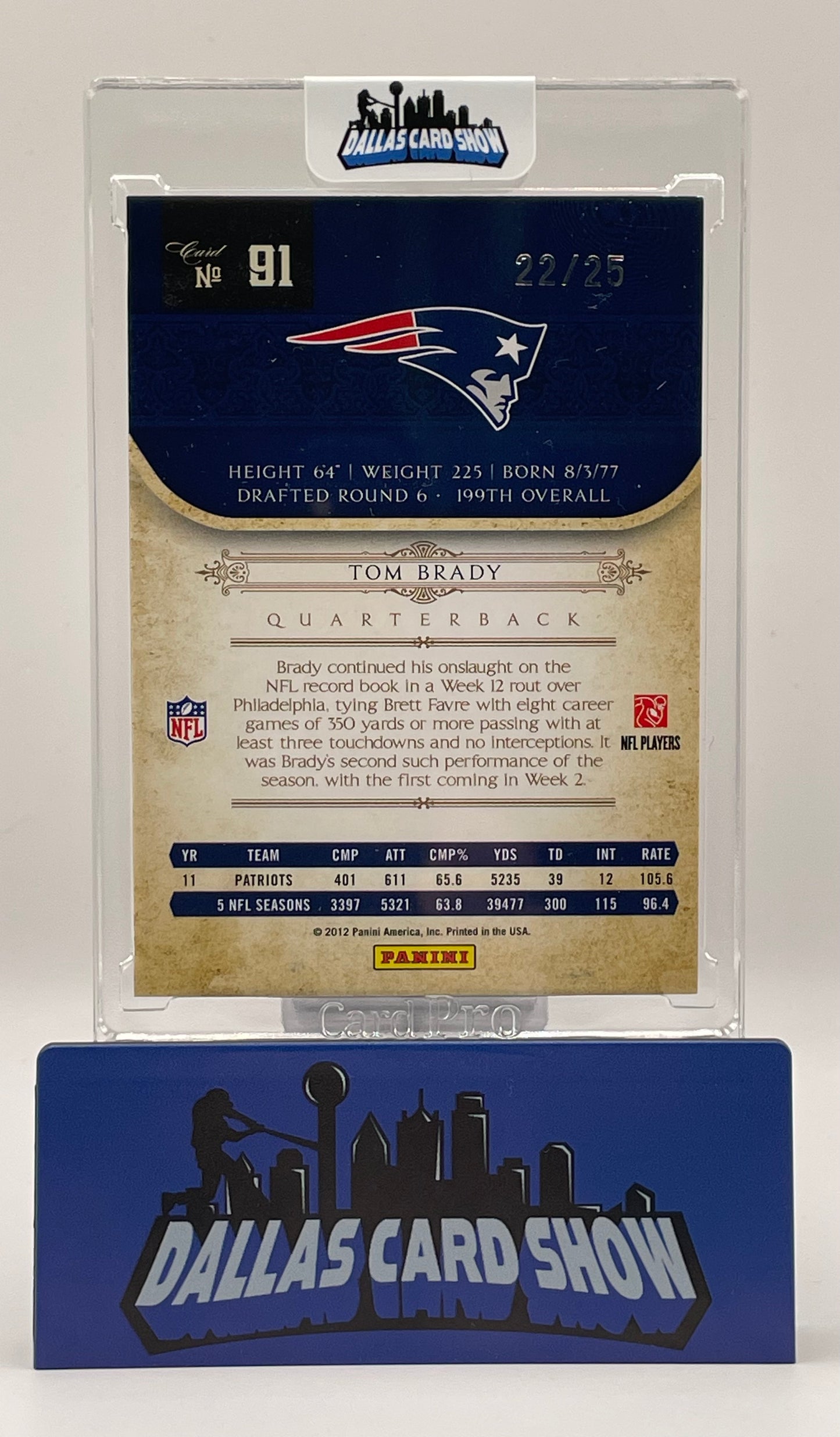 2012 Panini Playoff National Treasure Century #91 Tom Brady /25