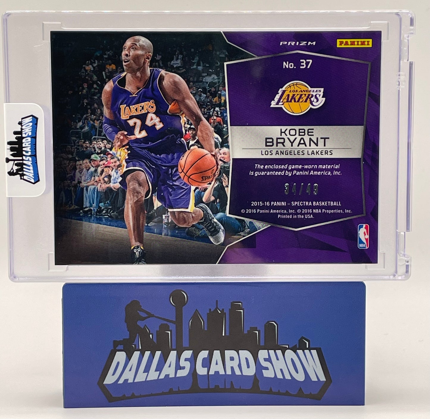 2015-16 Panini Spectra #37 Kobe Bryant Game Used Relic /49 Lakers