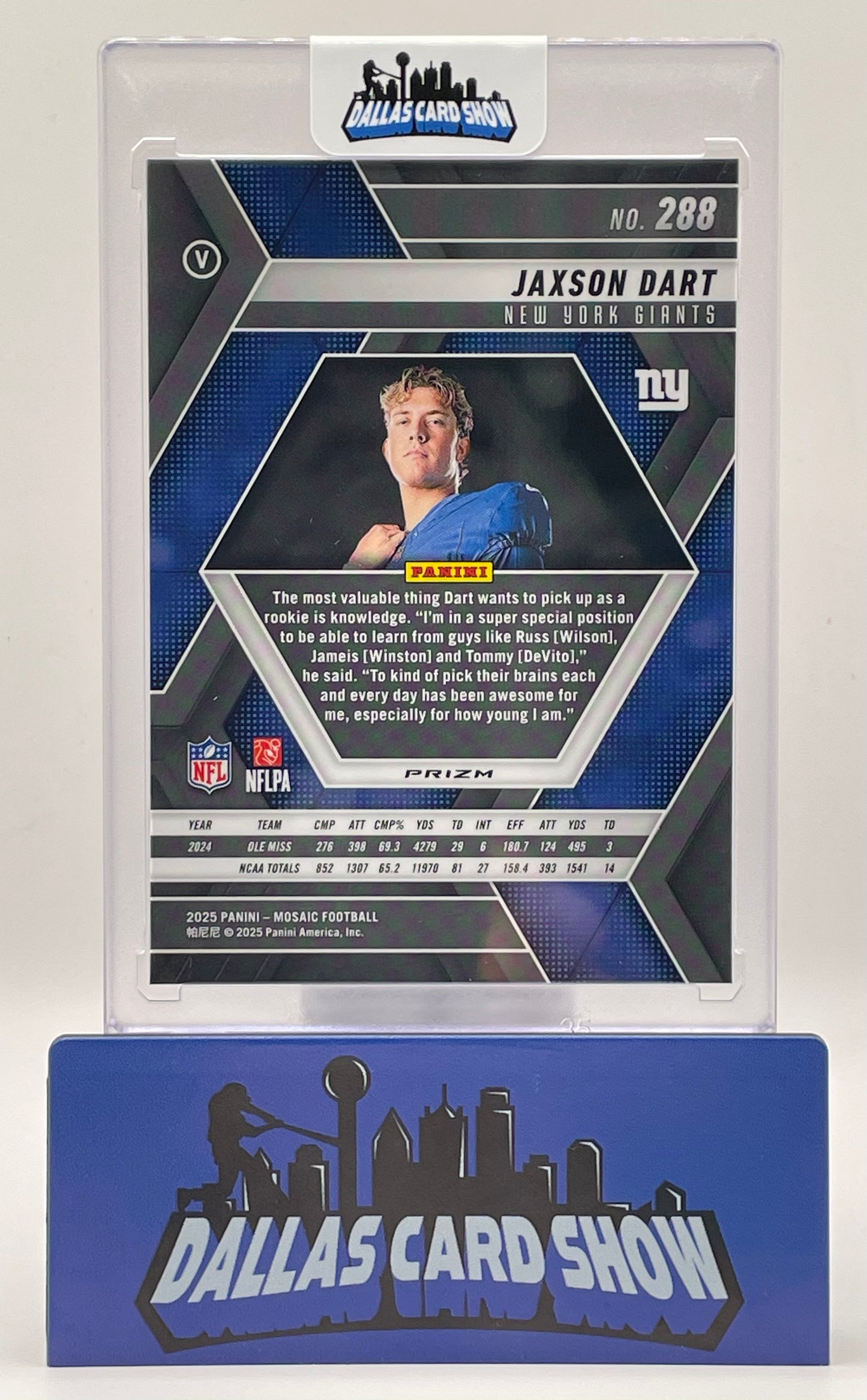 2025 Panini Mosaic #288 Jaxson Dart Red Sparkle Variation Rookie RC