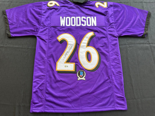 ROD WOODSON Baltimore Ravens SIGNED FOOTBALL JERSEY XL Raiders Purdue BAS COA