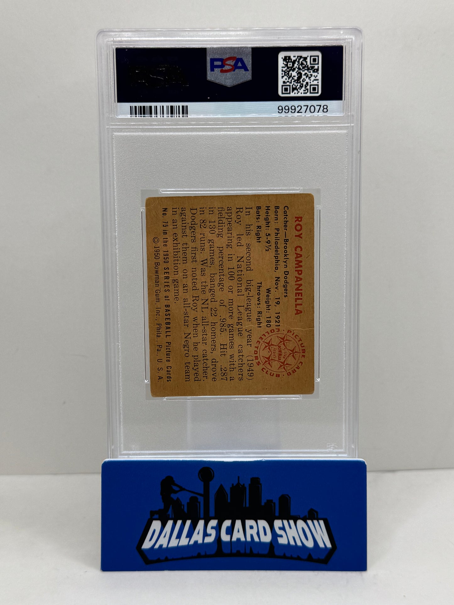 1950 Bowman #75 Roy Campanella PSA 2