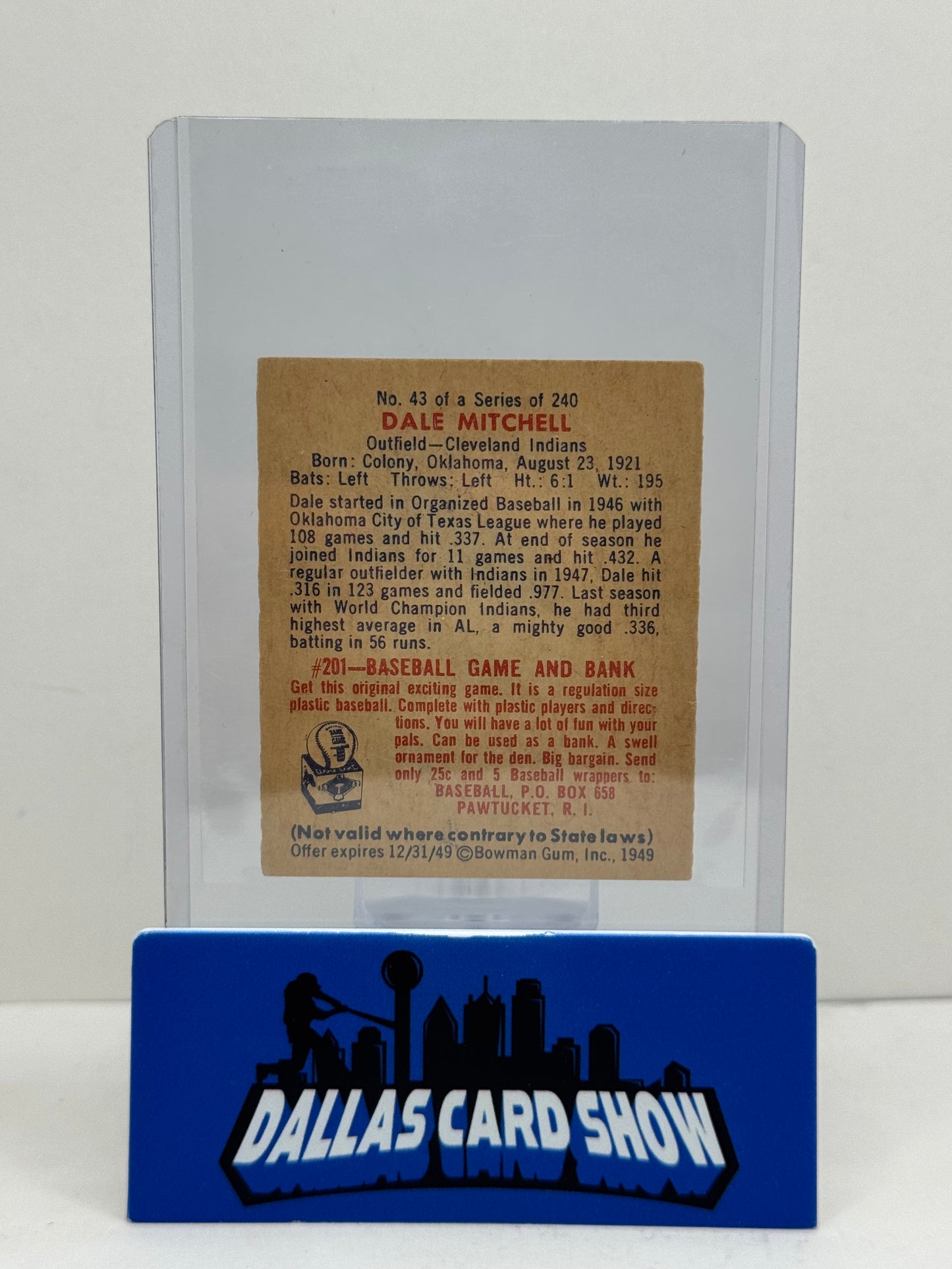 1949 Bowman Dale Mitchell #43