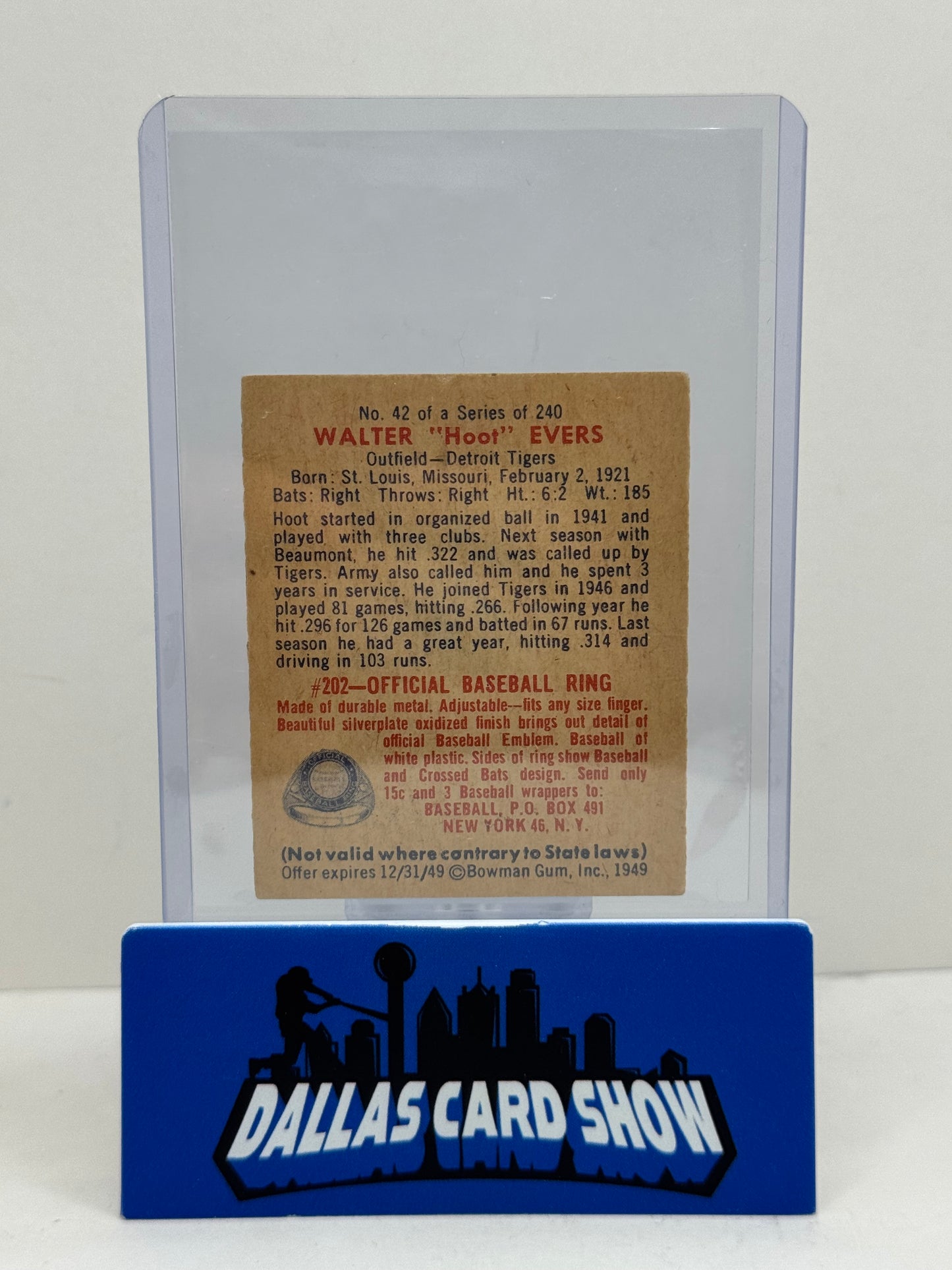 1949 Bowman Walter "Hoot" Evers #42