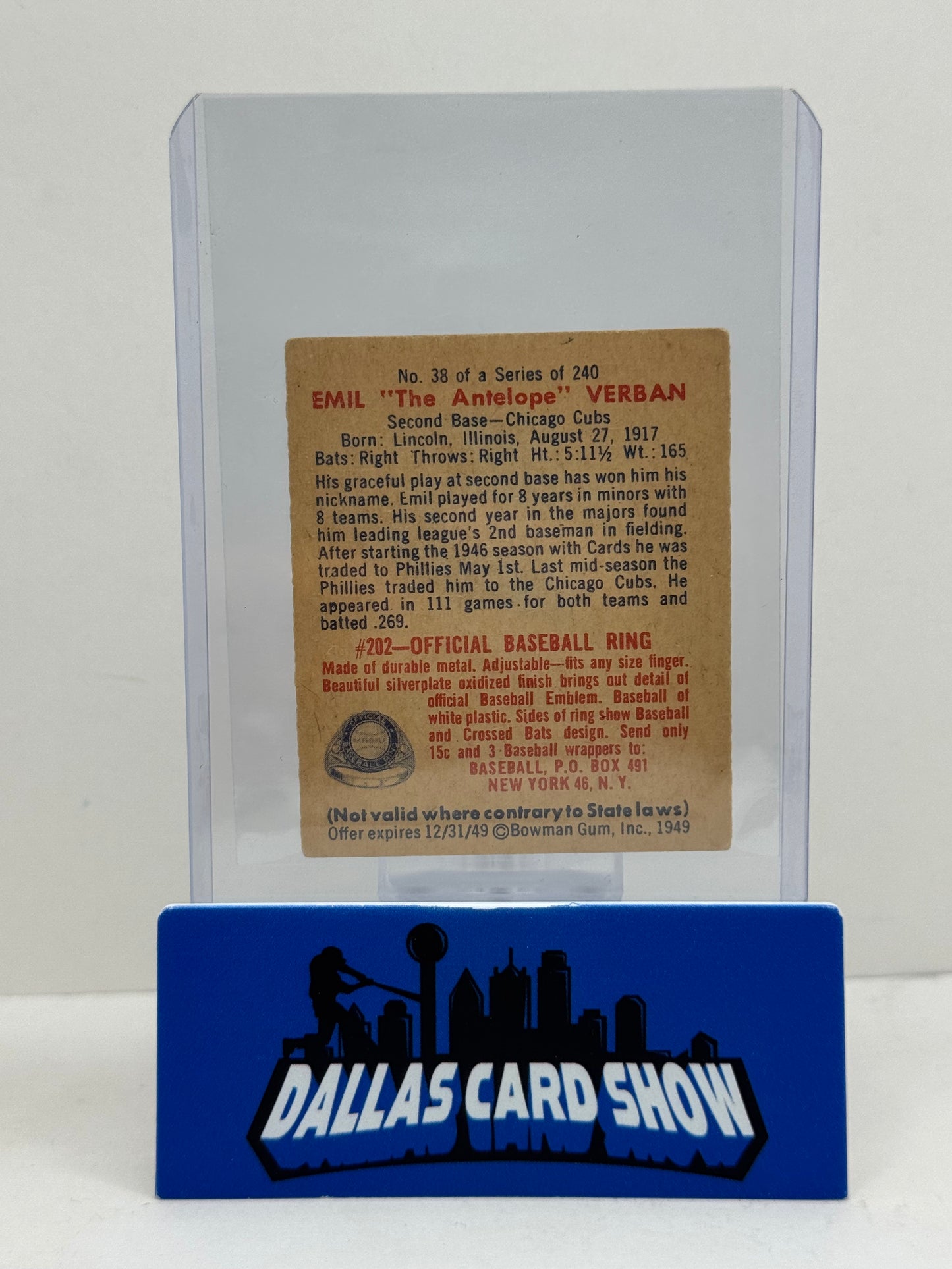 1949 Bowman Emil "The Antelope" Verban #38