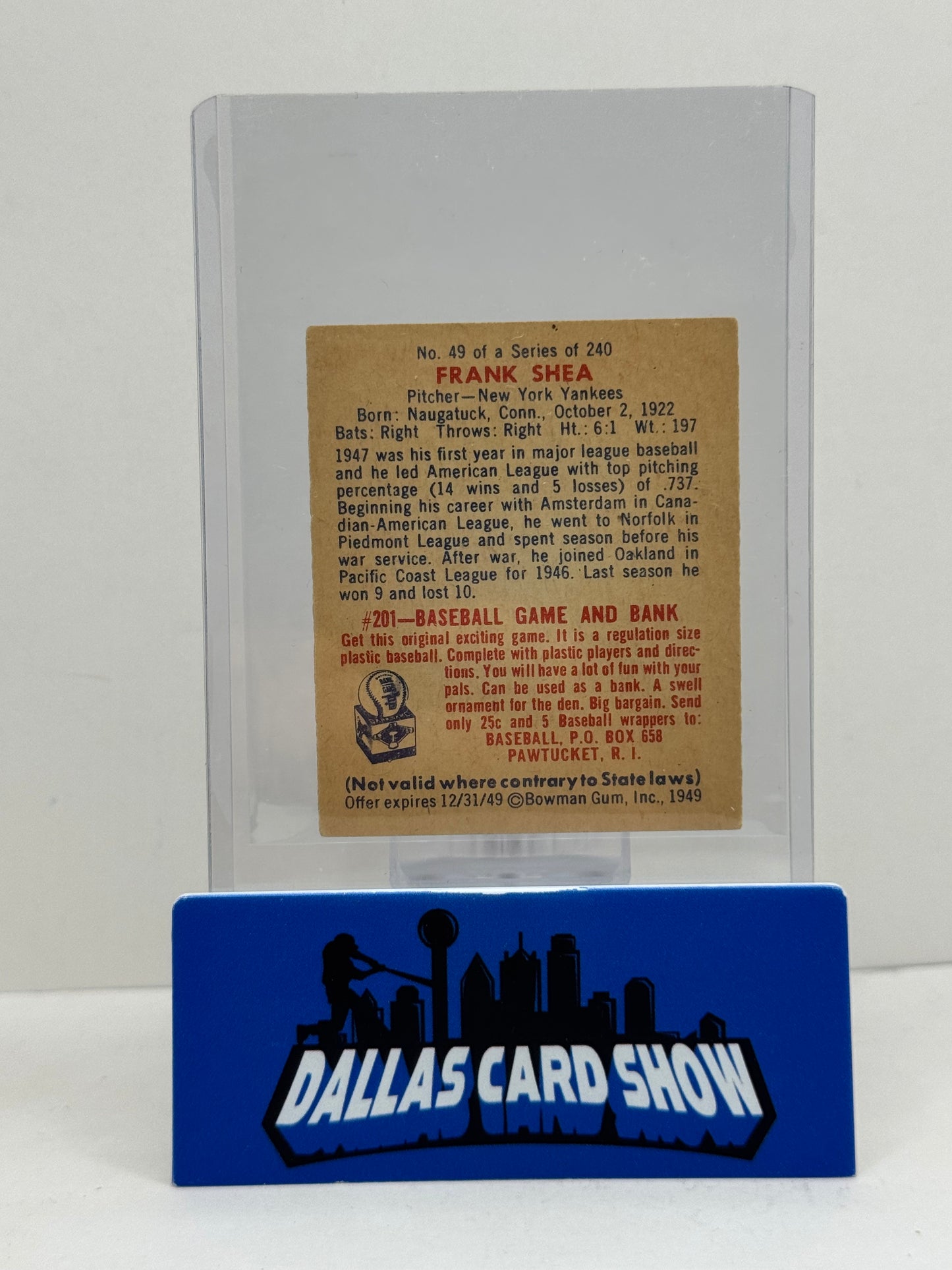 1949 Bowman Frank Shea #49