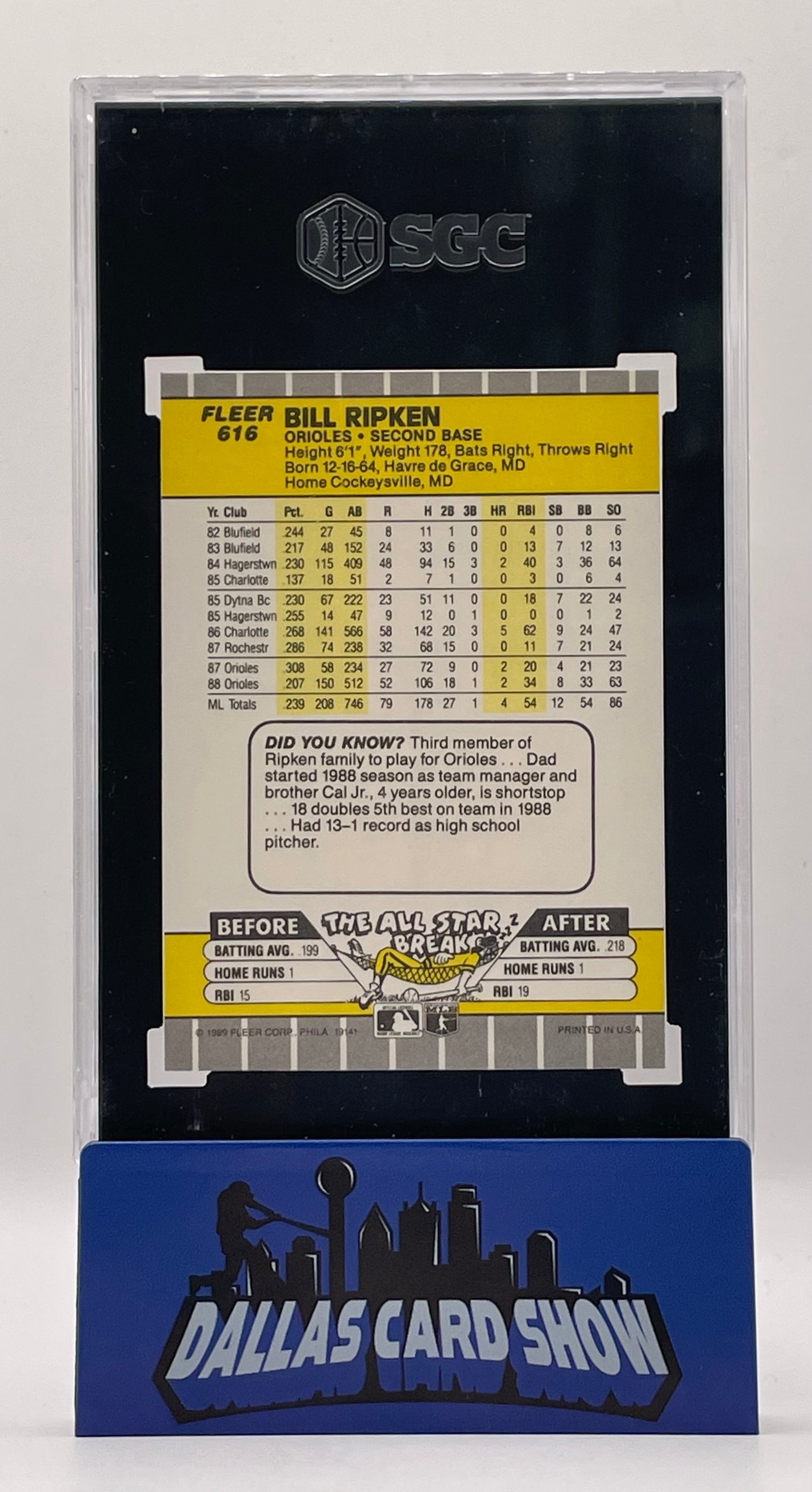 1989 Fleer #616 Bill Ripken FF Error SGC 9