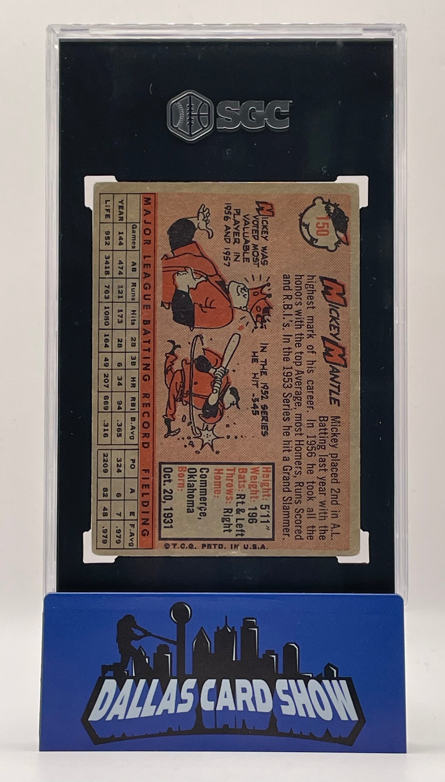 1958 Topps #150 Mickey Mantle SGC 1.5
