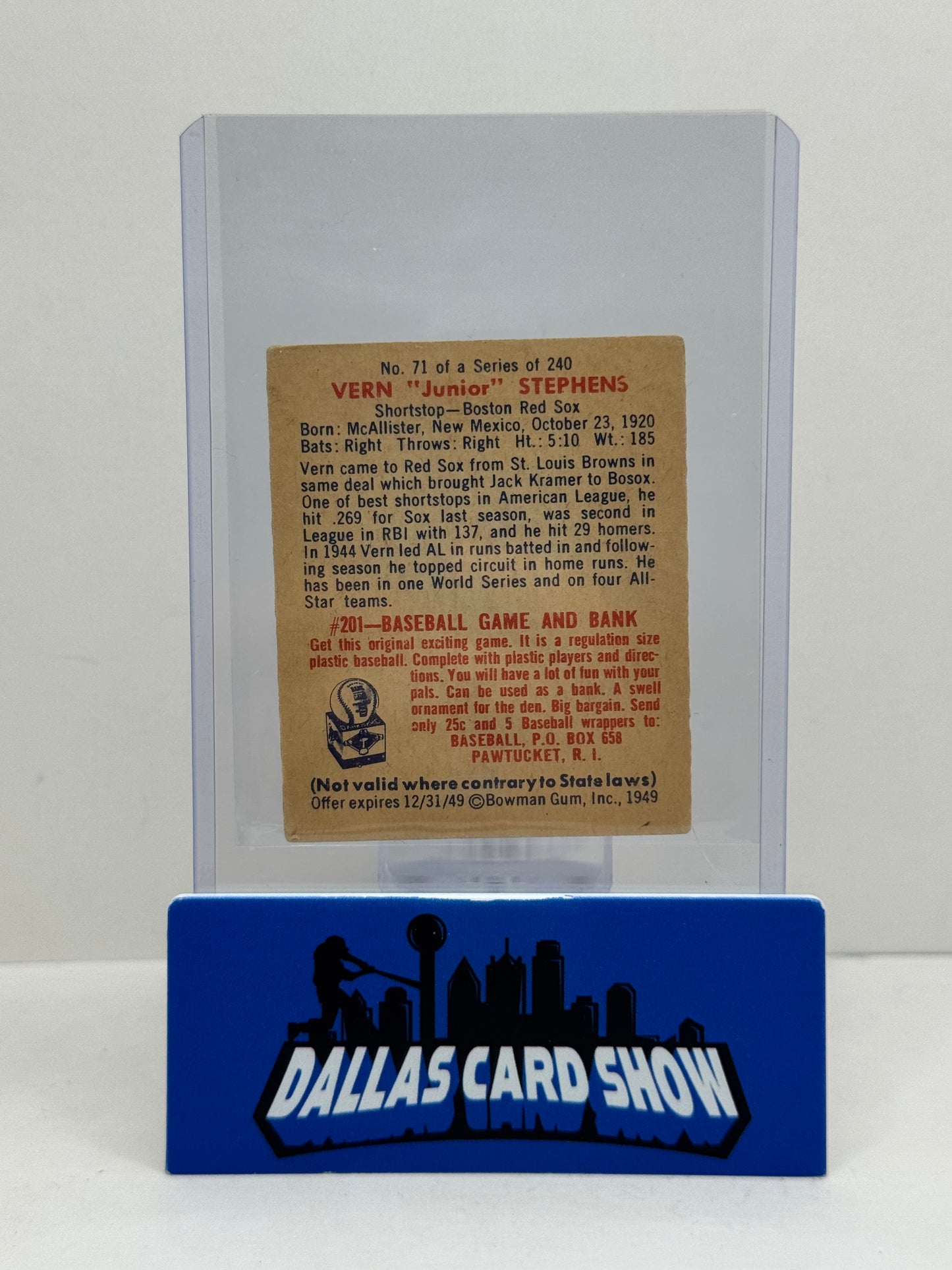 1949 Bowman Vern  "Junior" Stephens #71