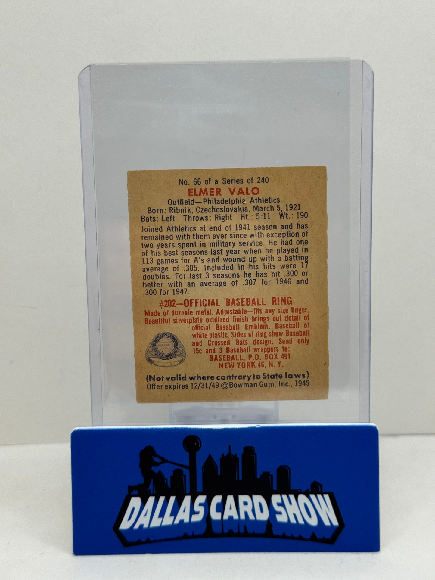 1949 Bowman Elmer Valo #66